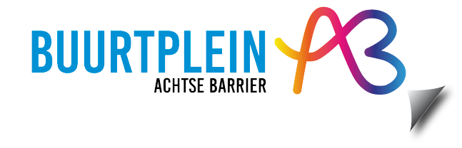 Logo Buurtplein Achtse Barrier met omgevouwen hoekje